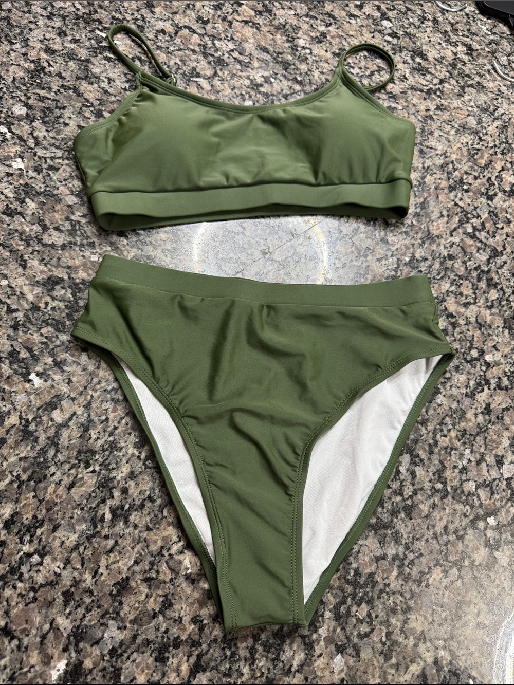 Olive Green High-Waist Bikini Set - Women Swim NWOT M